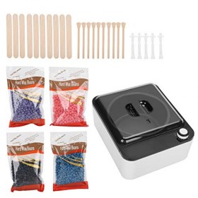 Machine à cire, kit chauffe-cire 500 ml 100 W avec 4 paquets de cire pour femmes hommes pour aisselles pour jambes pour types