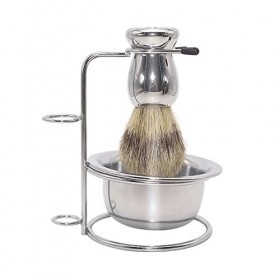 AJMINI 3 sur 1 Ensemble de Soins de Rasoir Manuel, Pinceau à Barbe, Bol de Savon de Rasage, STUDKIT STENDIQUE, Portable BEARG
