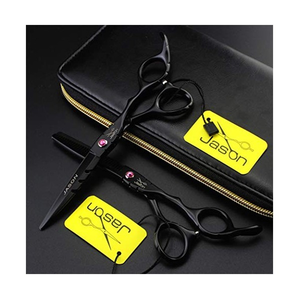 Ciseaux de Coupe de Cheveux Professionnel Set 6.0" Ciseaux de Coiffure Ciseaux Dilution Toilettage Peinture Styling Noir en A