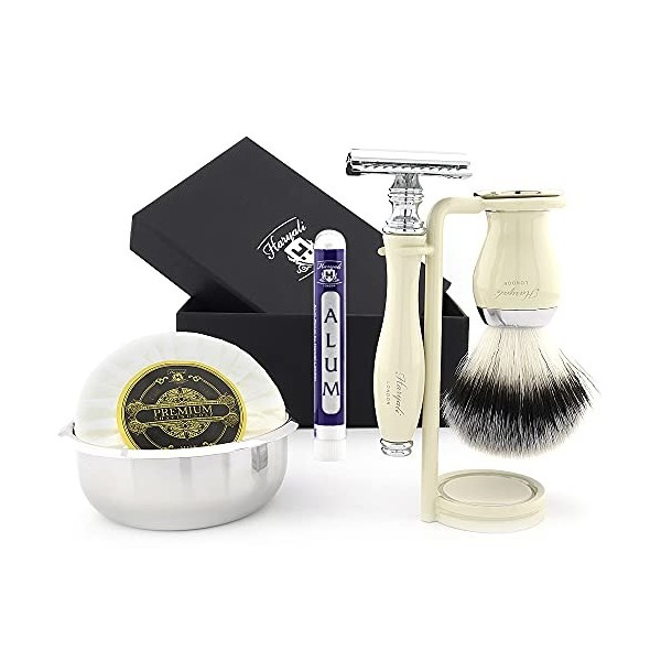 Premium Rasage Kit Cadeau Pour Hommes rasoir de sécurité,Brosse,Bol,pied coffret labellisé