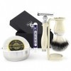 Premium Rasage Kit Cadeau Pour Hommes rasoir de sécurité,Brosse,Bol,pied coffret labellisé