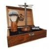 manss beard - Coffret De Rasage " Barber Wood " Avec 3 Accessoires : Un Blaireau, Un Wood Rasoir et Son Support