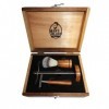 manss beard - Coffret De Rasage " Barber Wood " Avec 3 Accessoires : Un Blaireau, Un Wood Rasoir et Son Support