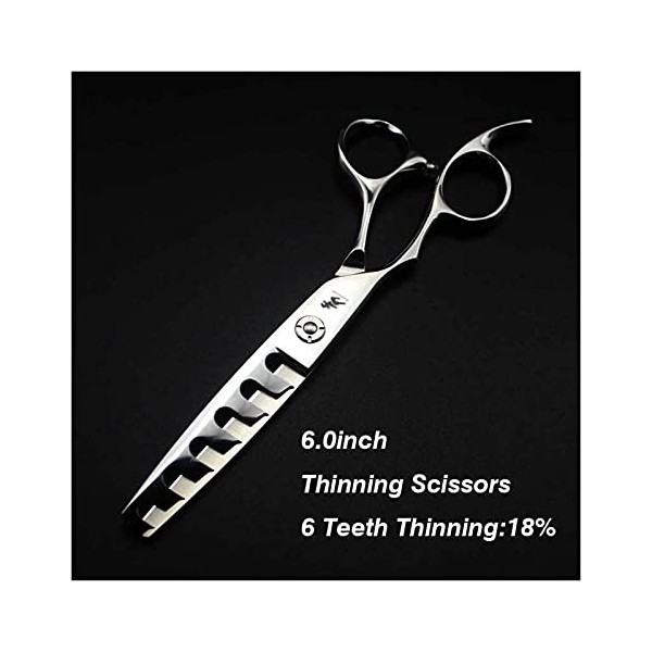 Ciseaux pour coupe de cheveux Ciseaux professionnels pour gauchers, 6 dents en acier inoxydable, ciseaux de coiffure, ciseaux