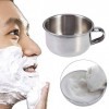 Trjgtas Bol de savon à raser for hommes Coupe de savon à raser en acier inoxydable Récipient de tasse à raser avec poignée