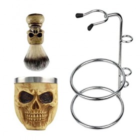 YAODFYL Ensemble de rasage 3 en 1 pour homme avec bol à savon + support de rasage + brosse à barbe, convient pour la maison e
