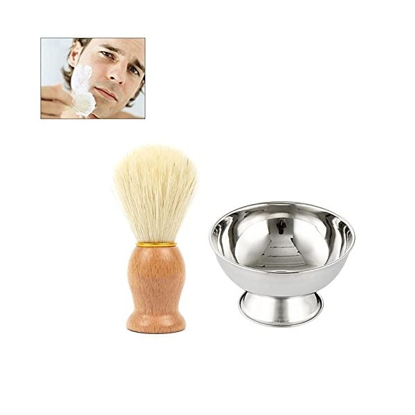 AnSafe Ensemble de blaireaux de Rasage, Fait Main Mousse Savon Coiffure Brosse à Barbe Cheveux en Poils Rasage Brosser avec B