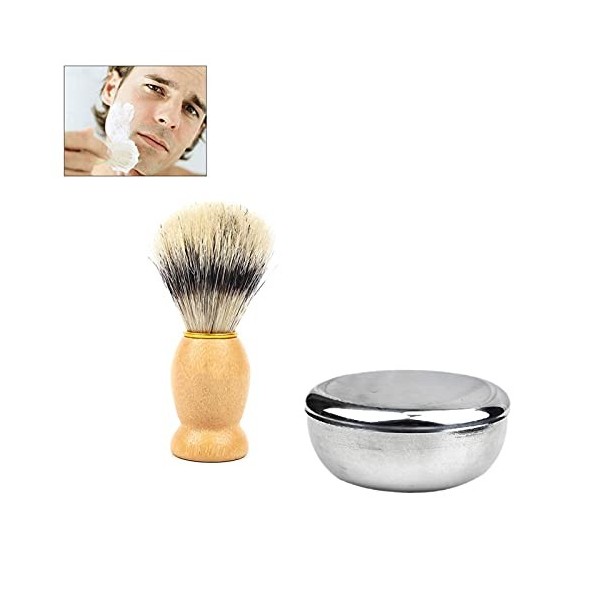 AnSafe Ensemble de blaireaux de Rasage, Fait Main Mousse Savon Coiffure Brosse à Barbe Cheveux en Poils Rasage Brosser avec B