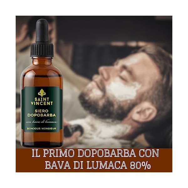 Sérum Apres Rasage Homme Professionnel Antirides, Soulage lIrritation, Bave dEscargot, Acide Hyaluronique, Aloe Vera, Fabri