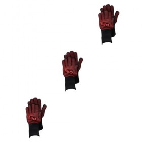 BESTonZON 3 Pièces Paire Mitaines De Four Gants De Cuisson Gant Noir Golves Gant Noir Four À Micro-Ondes Golf Barbecue Gant D