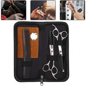 Jeu de coiffure Kit de coupe professionnelle cheveux, Outils de cheveux Dilution Ciseaux avec coupe de cheveux peigne sac en 