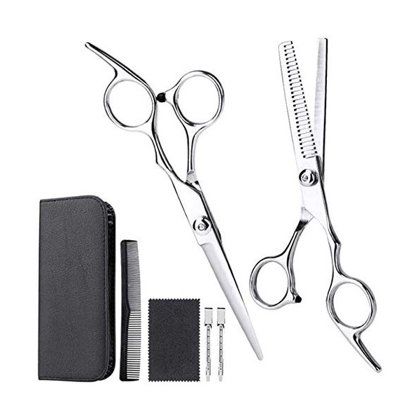 Jeu de coiffure 7 PCS ciseaux de coiffure professionnel Kit ciseaux de coupe de cheveux Ciseaux cheveux peigne queue cheveux 