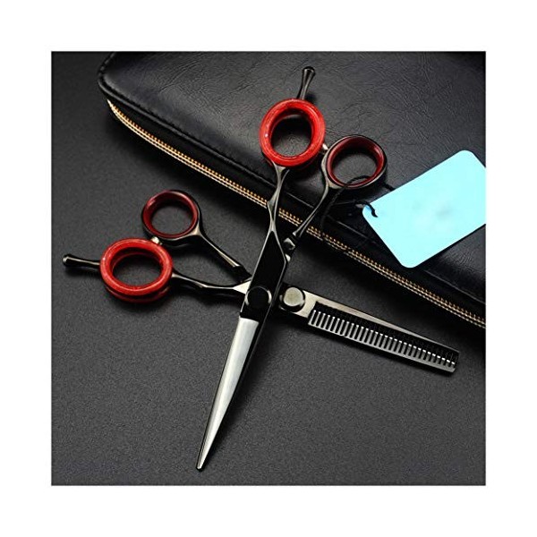 Ciseaux de coupe de cheveux Set professionnel coiffure Ciseaux Amincissants Couteaux Pointus humanisée design en caoutchouc I