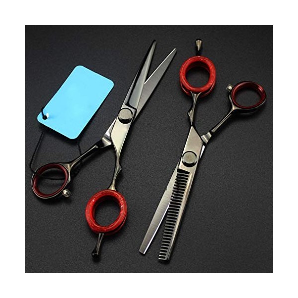 Ciseaux de coupe de cheveux Set professionnel coiffure Ciseaux Amincissants Couteaux Pointus humanisée design en caoutchouc I