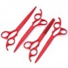Ysss 7,0 Pouces de Peinture Rouge Robe Ciseaux pour Animaux de Compagnie Coupe Droite Ciseaux en Acier Inoxydable pour Animau