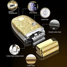 Tondeuse à Cheveux Professionnelle pour Toilettage de Barbe, Double Coupe Flottante Sculptée en Métal à Motifs de Toilettage,