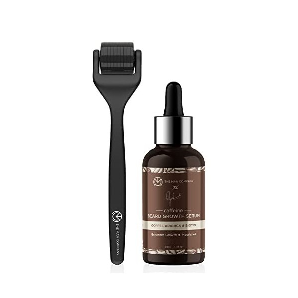 The Man Company Beard Booster Duo, Derma Roller + Caffeine Beard Growth Serum, Activates Hair Follicles, Accelerates Beard Gr