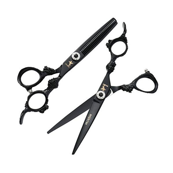 Ciseaux De Coiffure Set 6,0 Pouces 17 CM, Coiffure 440C en Acier Inoxydable Barber Shears- Lumière Et Sharp avec Arbre Réglab