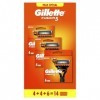Gillette Fusion5 Recharges De Lames De Rasoir Pour Homme, 14 Recharges De Lames, Pack 6 + 4 + 4 Lames, Rasage Confortable