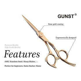GUNST Ciseaux de Coiffure Professionnels En Or Rose De 5,5 Pouces,Pour Le Coiffeur Droitier