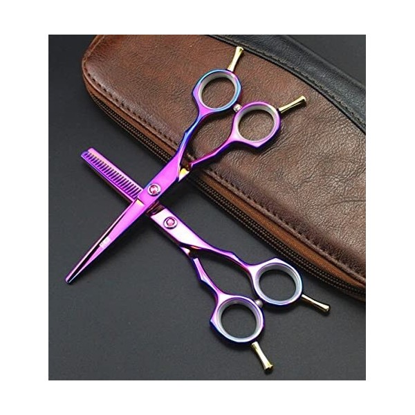 Ciseaux de coupe de cheveux, 440c 5,5 pouces, ciseaux à deux queues symétriques, ciseaux amincissants, ensemble de ciseaux de