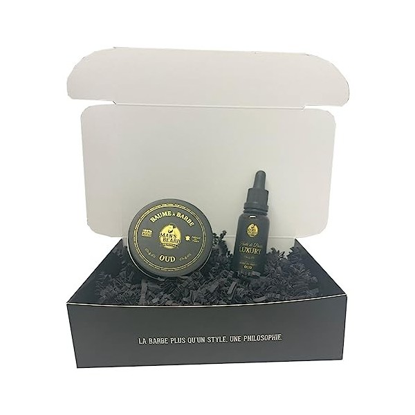 mans beard - Coffret huile et baume à barbe hydratante Luxury - Parfum Oud - 100M Fabriqué en France - Ingrédients dorigine