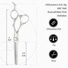 GUNST Ciseaux Sculpteurs Professionnel 6 pouces - Argent Ciseaux de Coiffure - Acier 440C