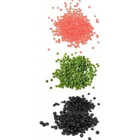 BeautyfulCenter | Purewax | Perles de cire à épiler pelable couleur mixte : Noir, Vert et Rose , épilation sans bande - 3 sac