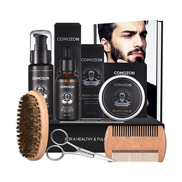 Kit de Soin Barbe Homme Kit Barbe Homme Complet de Soin Barbe Homme Barbe Contenir Shampoing Barbe, Huile Barbe,Crèmes de Bar