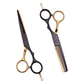 BECCYYLY Hair Scissors 5.5 inches Golden Hairdressing Scissors Hair Professional Thinning Shears Hair Cutting Scissors |Hair 