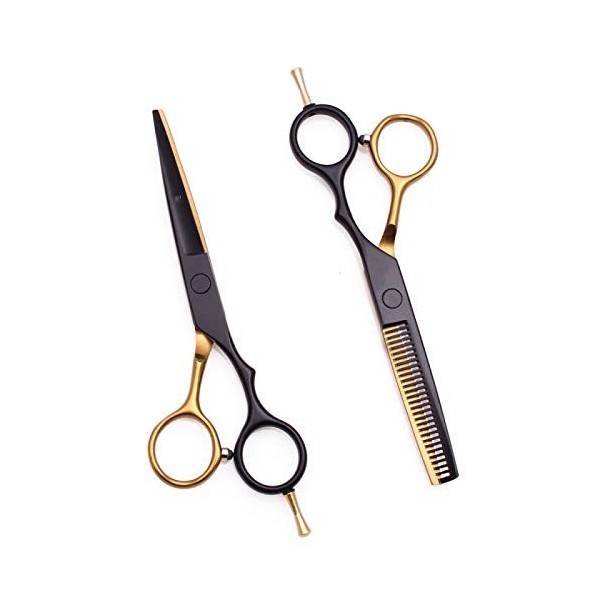 BECCYYLY Hair Scissors 5.5 inches Golden Hairdressing Scissors Hair Professional Thinning Shears Hair Cutting Scissors |Hair 