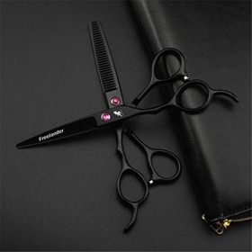 SXFZQ Kits de Ciseaux à Couper Les Cheveux gauchers Haut de Gamme 5,5/6,0 Pouces Peinture Noir Coiffeur de Coiffure et Ciseau