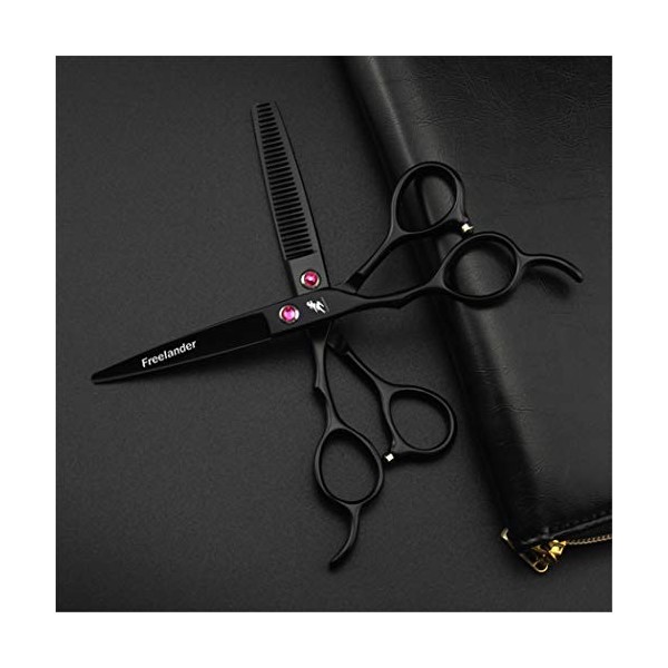 SXFZQ Kits de Ciseaux à Couper Les Cheveux gauchers Haut de Gamme 5,5/6,0 Pouces Peinture Noir Coiffeur de Coiffure et Ciseau