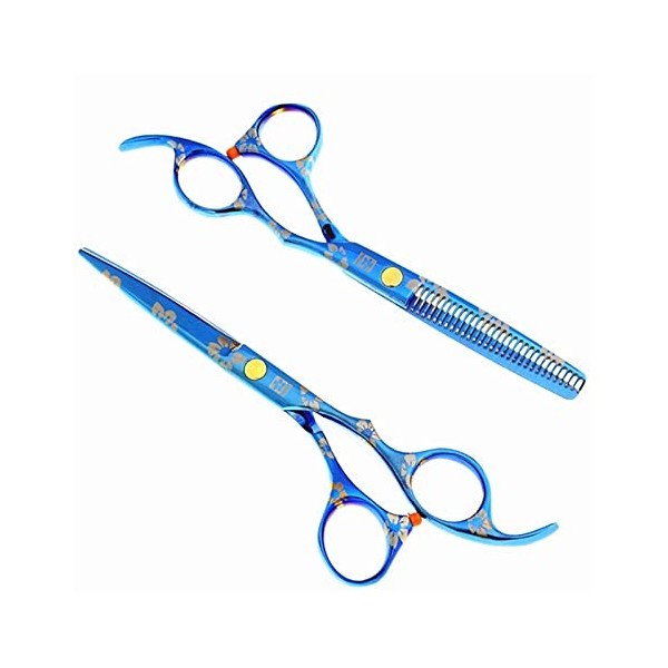 Ciseaux pour coupe de cheveux Ciseaux cerise bleue de 5,5/6 pouces, ciseaux de barbier, ciseaux de coiffure, ciseaux à effile