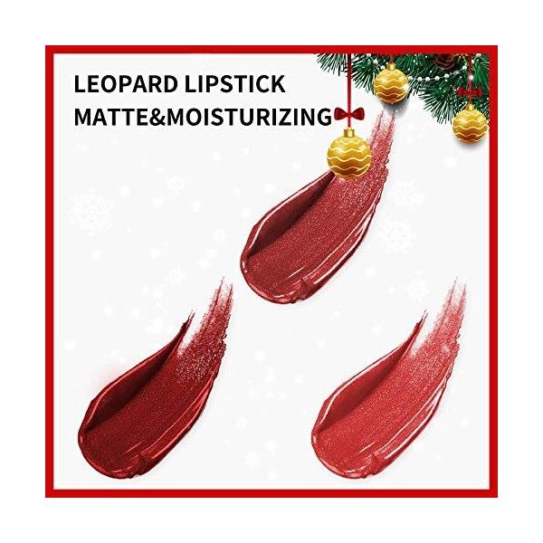 Erinde Léopard Mat Rouge à Lèvres Rouge Maquillage Set, Longue durée Haut pigmenté et Non-fade Rouge à lèvres rouge, Imperméa
