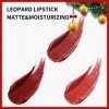 Erinde Léopard Mat Rouge à Lèvres Rouge Maquillage Set, Longue durée Haut pigmenté et Non-fade Rouge à lèvres rouge, Imperméa