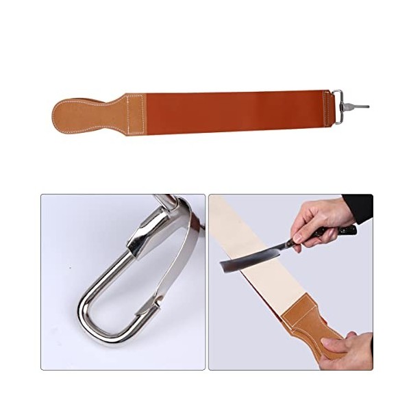 FRCOLOR 3 Pièces Ceinture Daffûtage De Tissu De Couteau Strop De Rasage De Rasoir Sangle Daffûtage En Cuir Rasoir De Barbie