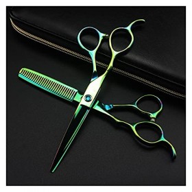 Cisailles de Coupe des Cheveux Ciseaux de Coiffure à Gauche, Ciseaux de Coiffure Verts de 6 Pouces, Ciseaux déclaircie, Cise