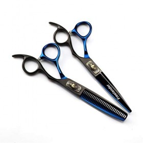 Ciseaux à Couper Les Cheveux Kits de Ciseaux 6,0 Pouces Noir Bleu Cheveux Salon de Coupe Ciseaux de Cisaillement et Coiffeur 