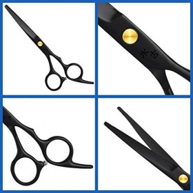 WYGC Ciseaux Coiffure Ensemble Noir De 6,0 Pouces Acier Inoxydable Ciseaux De Coiffure Frange Ciseaux à Dents Plates, Ciseaux