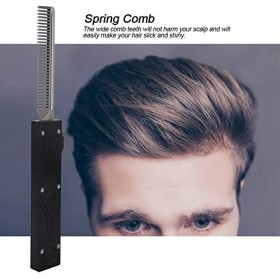 Peigne à Ressort En Acier Inoxydable Noir Avec Housse De Rangement, Salon Et Usage Domestique Peigne De Poche Pliant Outil De