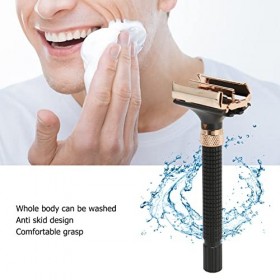 Rasoir de sécurité à Double Tranchant, Rasoir Manuel en Métal à Long Manche pour Hommes et Femmes Noir