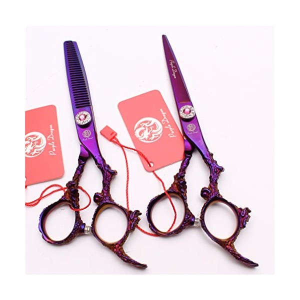 Professional Barber 5.5/6.0 Pouces Coupe de Cheveux Ciseaux Amincissants Ciseaux Haut de Gamme en Acier 9CR Violet Set Coiffu