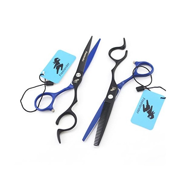 KOAIEZ 6,0 Pouces Bleu Ensembles De Ciseaux De Coupe De Cheveux en Acier Inoxydable Professionnel, Outils De Cisaillement De 