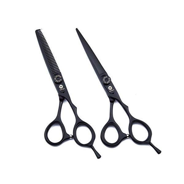 Noir Professionnels Coiffeur Ciseaux de Coiffeur Premium 6.0 Pouces Droitière Set 440C Barber Scissor Texture Dilution Ciseau