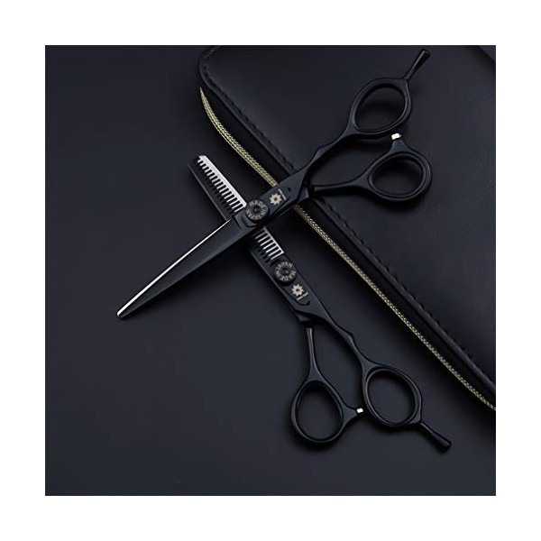 Fournitures Professionnelles Haut de Gamme européenne Retro 6.0 Pouces Set Noir Salon de Coiffure Ciseaux de Coiffure Salon d