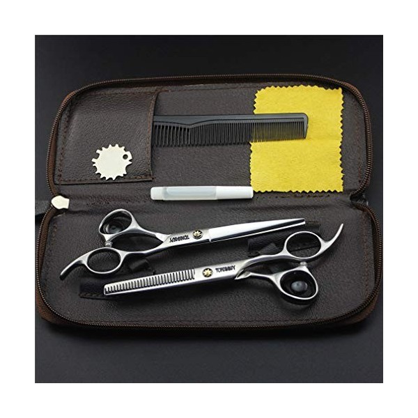 6 Pouces Barbershop Professionnels Ciseaux De Coiffure, Ciseaux Cheveux Japon 440C Salon Ciseaux Droits + Dents Set Ciseaux, 