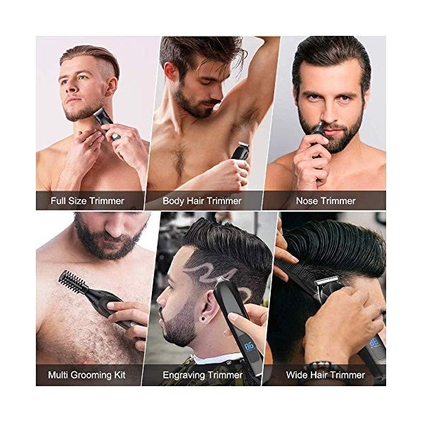 Tondeuse à barbe pour homme, kit de coupe de cheveux sans fil 11 en 1, pour le visage, le nez, le corps, les cheveux, lélect