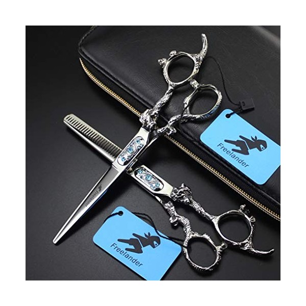 Professionnel Ciseaux de Coiffure Ciseaux Dilution 6.0 Pouces Coiffure Bleu Gem Set Haut de Gamme 440C Ice Forging élégant Co