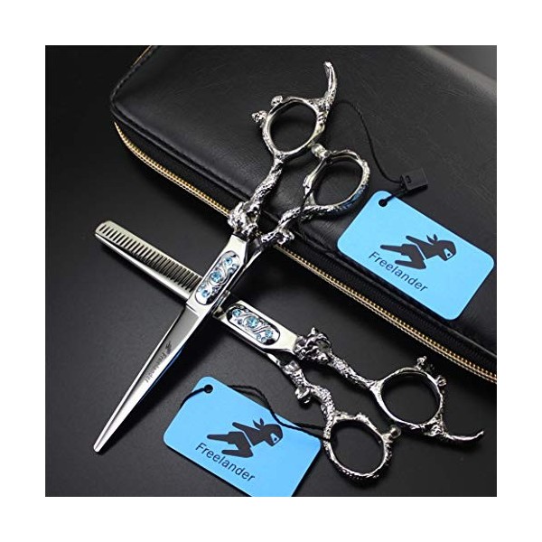 Professionnel Ciseaux de coiffure haut de gamme 6 pouces dragon bleu poignée Set Gem 440C Styliste personnalité Barber Scisso